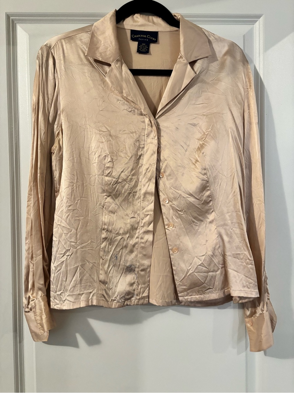 Charter Club Petite Silk Blouse in Light Blush